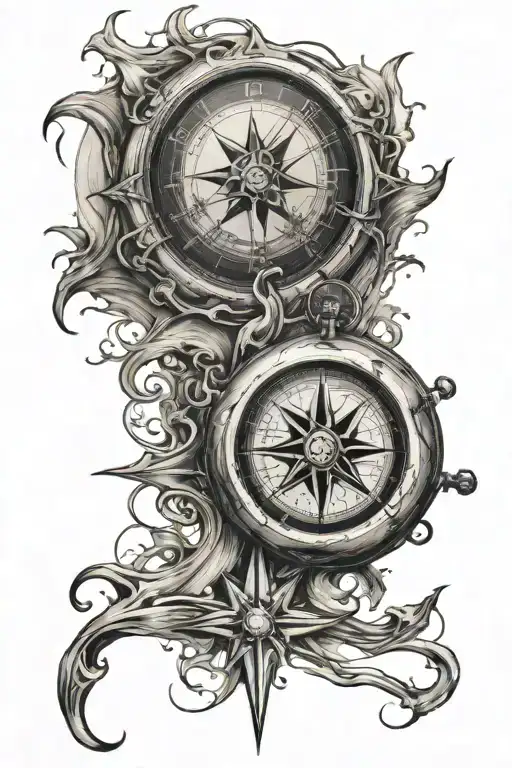 Melted Compass Next To North Star