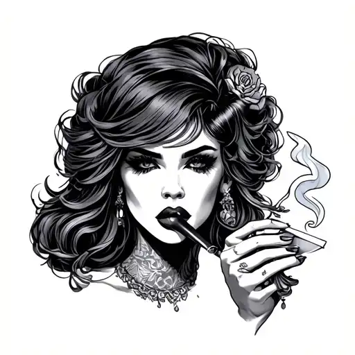 Slutty Tattoo Design Inspired Smoking Woman