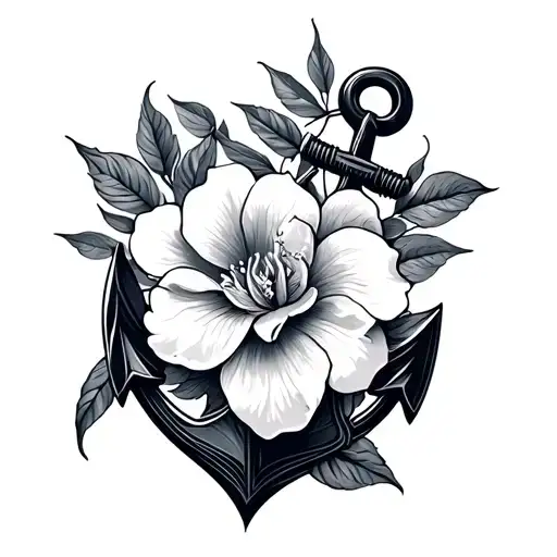 Gardenia Flower And Anchor Connected
