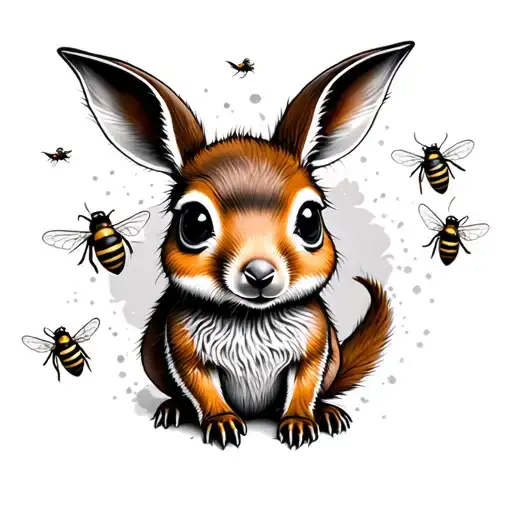 Baby Roo With Bees Flying Around