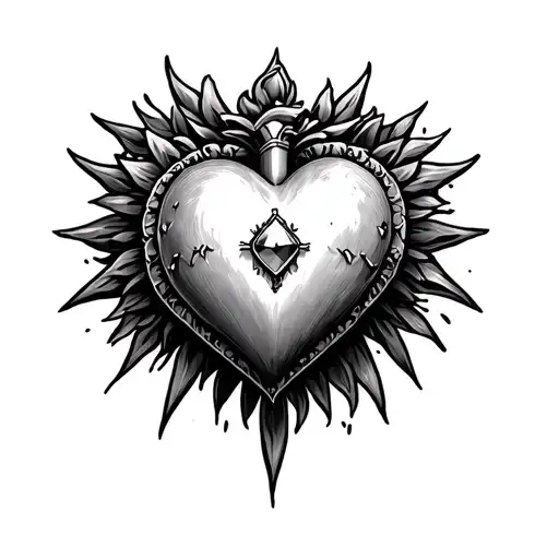 Sacred Heart Tattoo With A Jewel In The Middle Make It Simple
