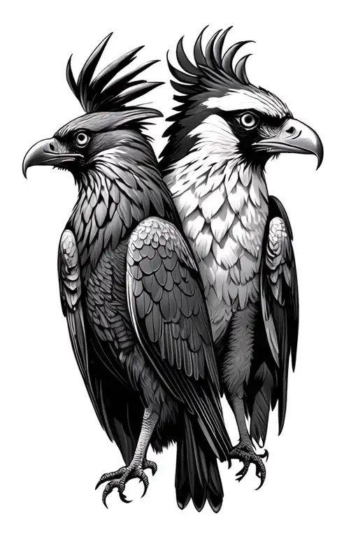 Birds Of Prey With Ravens Back To Back