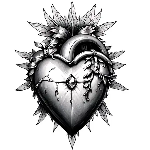 Sacred Heart Tattoo With A Jewel In The Middle Make It Shiny And Realistic
