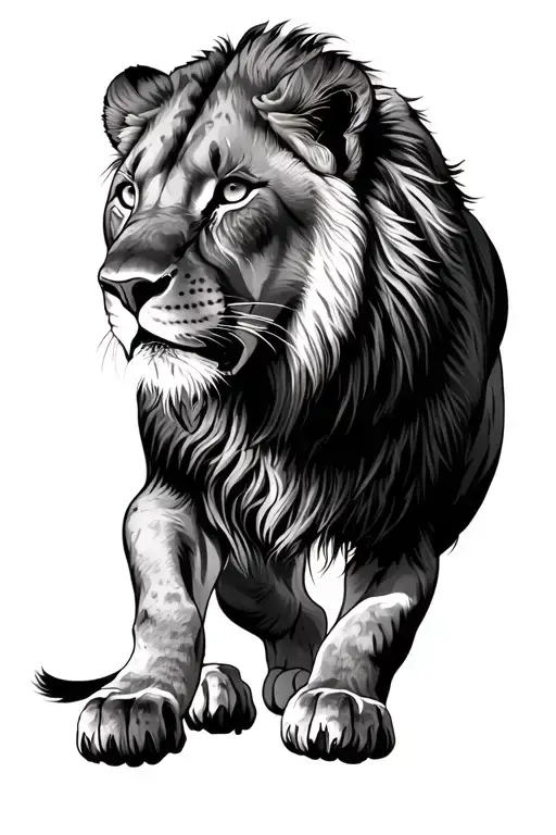 Realistic Lioness Walking