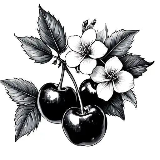 Cherries And Flowers