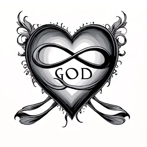 Heart With An Infinity Symbol In The Middle With The Word God In The Middle