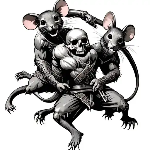 Skull And Rats Warriors Fighting