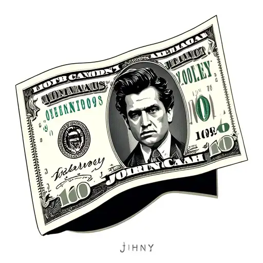 American Dollar Bill With Johnny Cash Name In The Middle