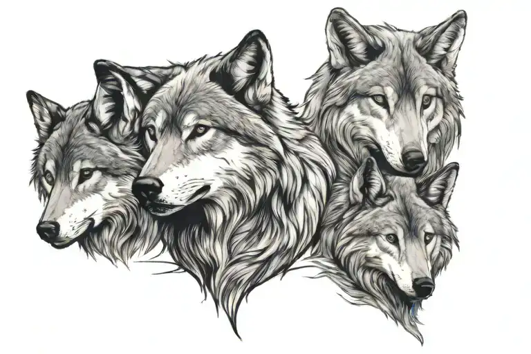 Wolf She Wolf And Two Daughters