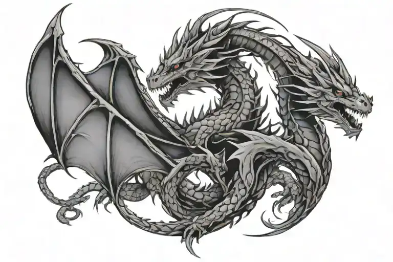 Minimalistic Dragons Breathing Fire