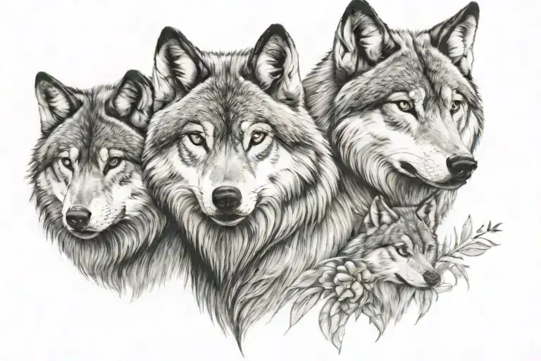 Wolf She Wolf And Two Daughters