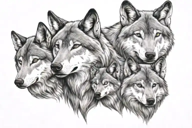 Wolf She Wolf And Two Pups