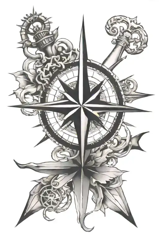 Compass Rose And Anchor