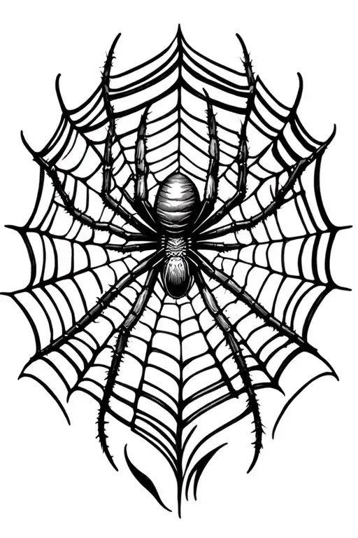 Spider Web With Spider In The Middle