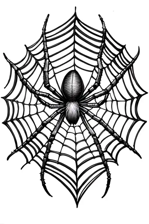 Spider Web With Spider In The Middle