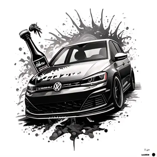 White Monster Enegrgy Drink And Vw Golf 4