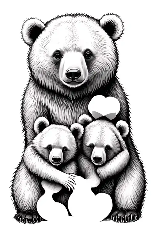 Mother Daughter Bear Tattoo Inspired Design