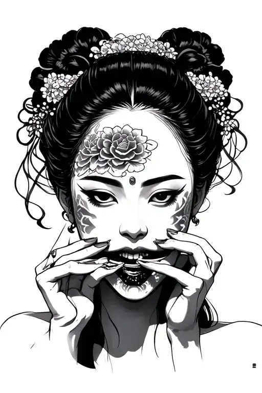 Jappanese Woman Eating A Head