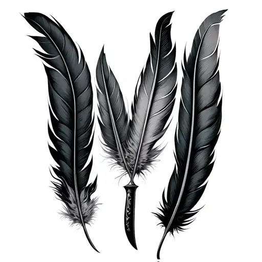 Feathers With Knife Surrounded