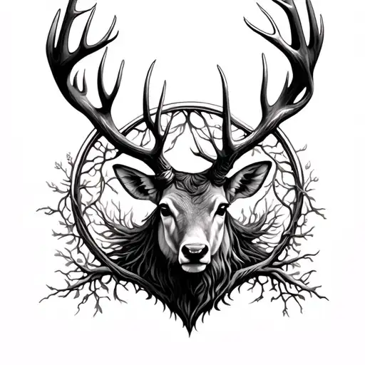 Tree Of Life And Stag Head