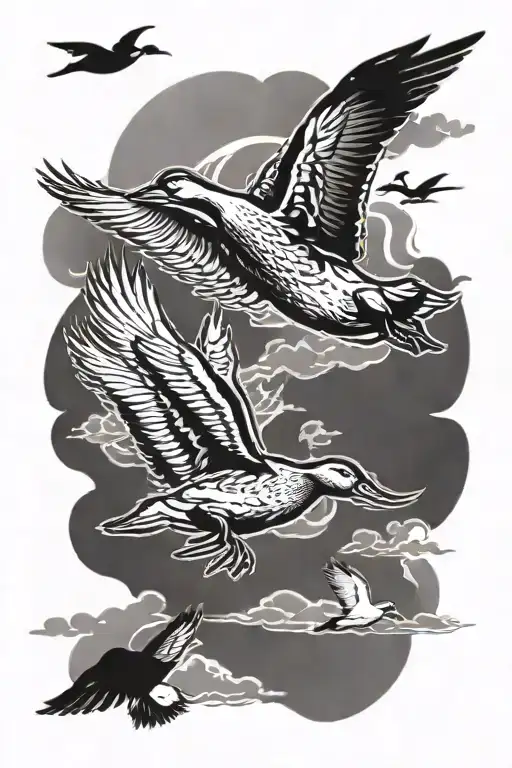 Ducks And Geese Flying
