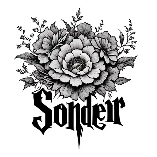 The Word Sonder In Harry Potter Letters With A Floral Pattern Inside Of The Letters