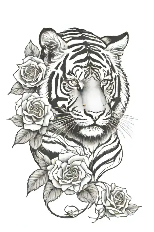 Tiger And Roses