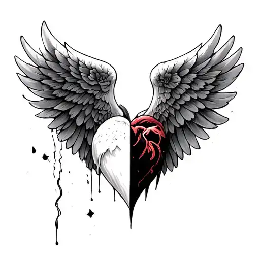 Half Heart Half Angel Wing