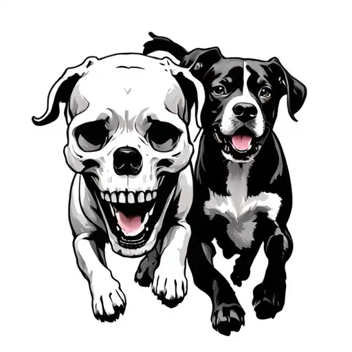 Skull And Dogs Running