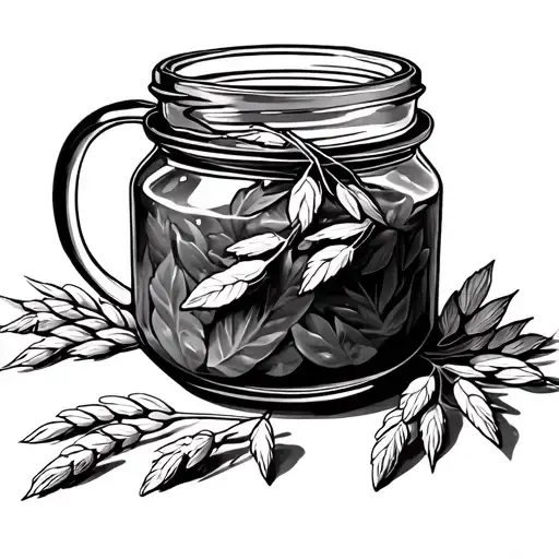 Small Jam Jar With Oat Leaves