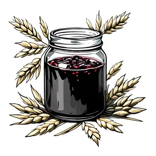 Rustic Jam Jar With Oat Leaves Growing Around