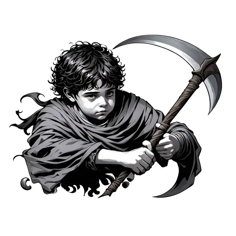 Boy Holding Scythe