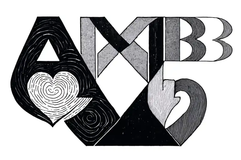 Geometric Design With The Initials Aavb A Thumbprint And A Heart