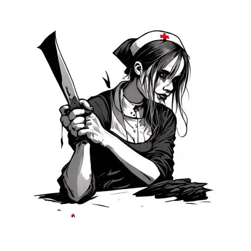 Silent Hill Nurse Holding Knife Stabbing