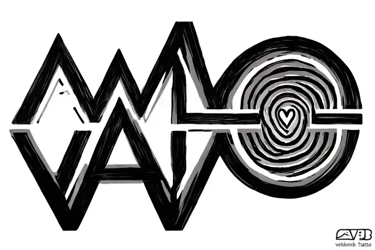Geometric Design With The Initials Aavb A Thumbprint And A Heartbeat