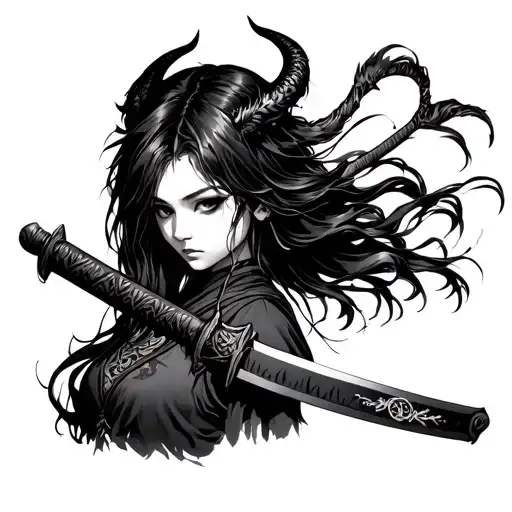 A Demon Girl With Katana