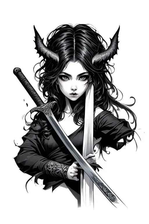 A Demon Girl With Katana