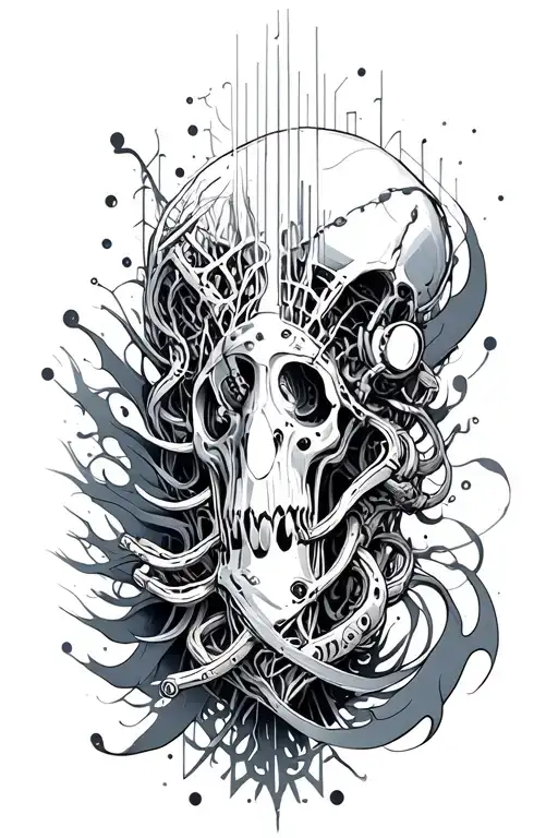 Biomechanical Core With Music Waveforms