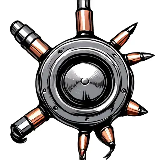 Revolver Cylinder Of 6 Chambers With One Bullet On It