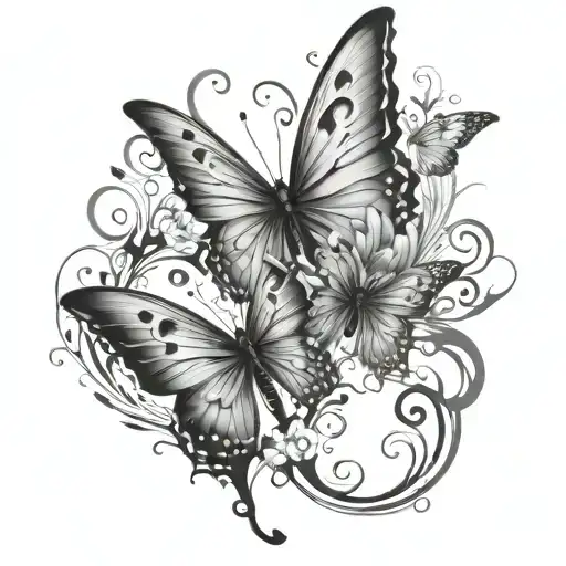 Butterflies Tatoo With N And K In The Wings Made