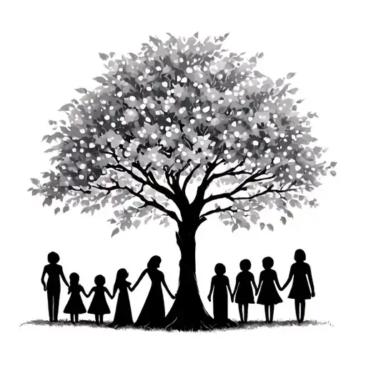 A Cherry Tree Of A Family Of 6 Dauthers And A Mother And Father