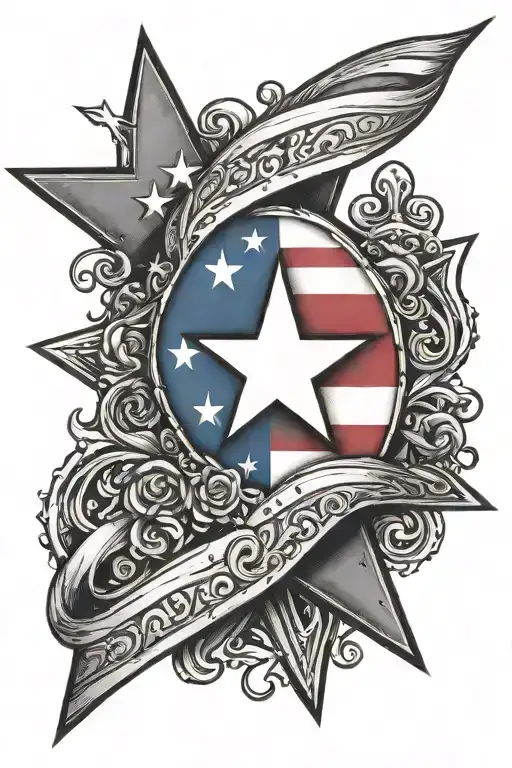 Puerto Rican Flag Waving Surrounded By A Yellow Star That Says Luly