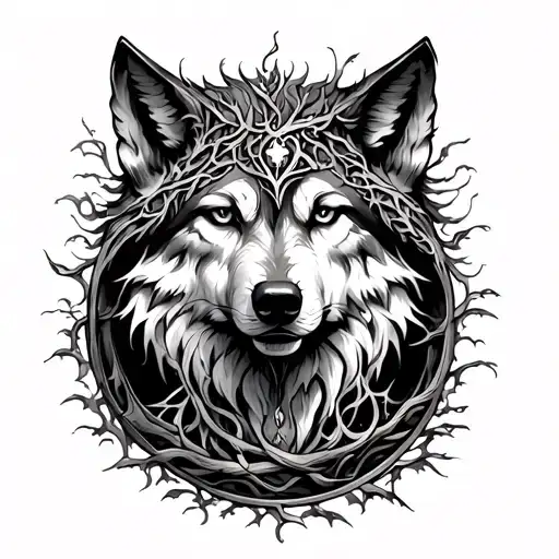 Sif The Great Wolf And The Tree Of Life Intertwined