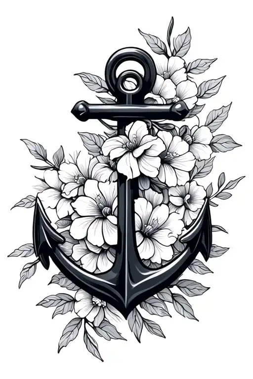 Anchor With Flowers