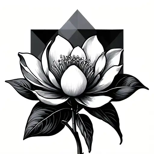 Magnolia Flower With A Geometric Pattern In The Background