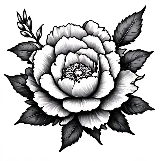 Viking Scrolling With Peony Flower Intertwined