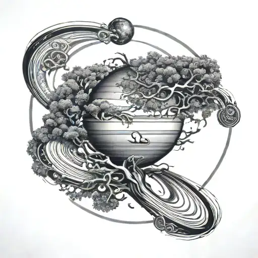 Saturn With A World Tree