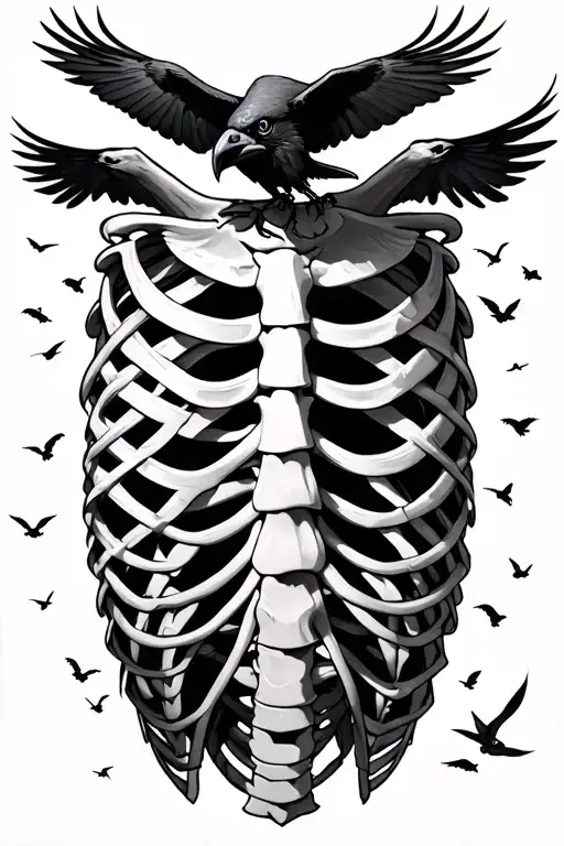 Rib Cage Bieng Opened By Ravens Flying Away
