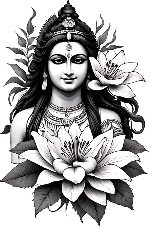 Shiva With Om And Lily Flower