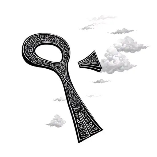 Ankh Cross With Clouds Surrounding